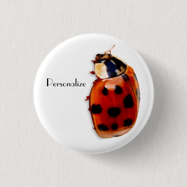 Chic Spotted Ladybug With Name Pinback Button (Front)