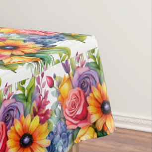 Chic Spring Colors Flowers Floral Tablecloth
