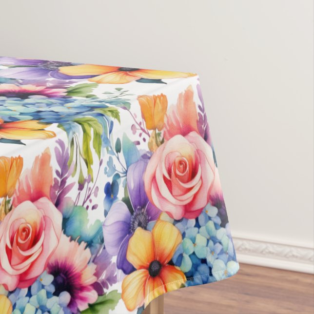Chic Spring Colors Flowers Floral Tablecloth (In Situ)