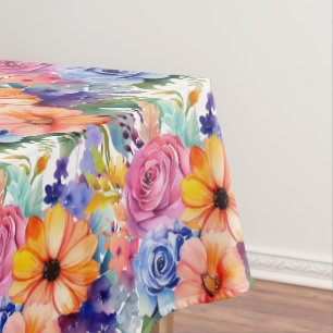 Chic Spring Colors Flowers Floral Tablecloth