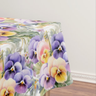 Chic Spring Colors Pansy Pansies Tablecloth