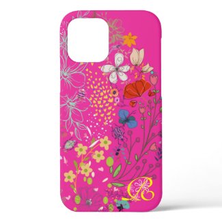 Chic Spring Flower Colorful and Monogram Case-Mate
