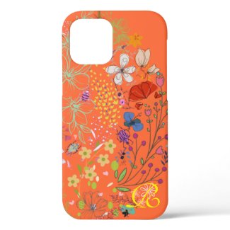 Chic Spring Flower Colorful and Monogram iPhone 12 Case