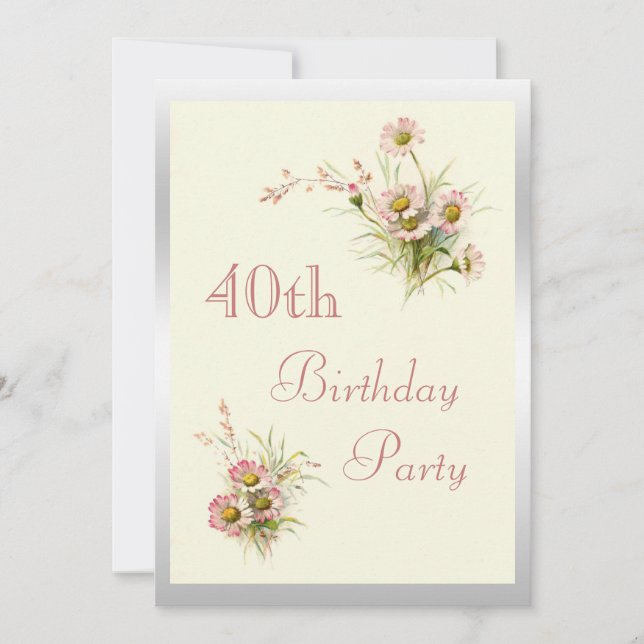 Chic Spring Flowers 40th Birthday Invitation (Front)