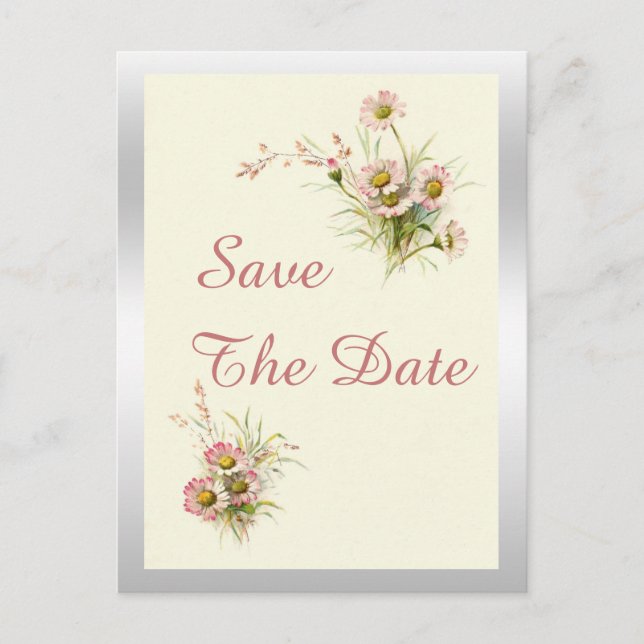 Chic Spring Flowers 50th Birthday Save The Date Announcement Postcard (Front)