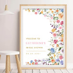 Chic Spring Garden Floral Bridal Shower Welcome Poster<br><div class="desc">This classy welcome sign will surely brighten up your event. The design features cheerful watercolor wildflowers mixed with lush greenery foliage. Use the text fields to personalize the card with your own wording and details. The background color of the invite is set to white, but feel free to choose a...</div>