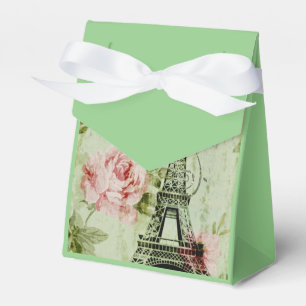 chic spring mint pink floral paris eiffel tower favor boxes