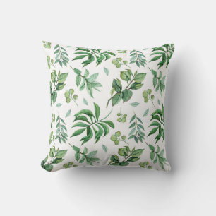 chic spring season nature green leaves floral throw pillow