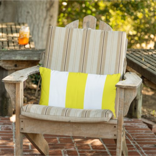 Chic Spring Yellow Retro Bold Mod Stripes Pattern Lumbar Pillow