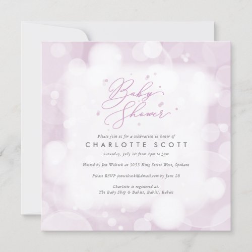 Chic Square Pink Confetti Baby Shower Invitation