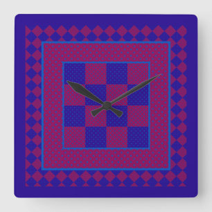 Chic Square Wall Clock, Purple, Blue, Plum Polkas Clock