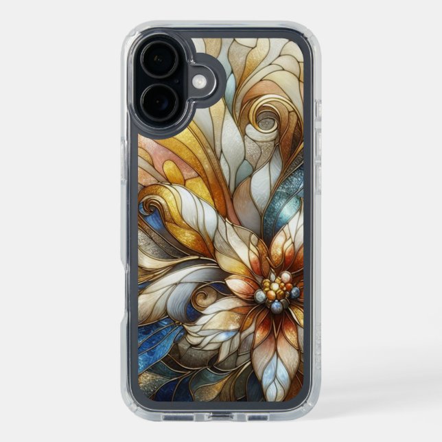 Chic Stained Glass Floral Mosaic Art Pattern Speck iPhone Case (Front (Black))