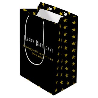 Chic Star Pattern Happy Birthday Silver Gold Black