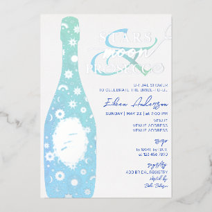 Chic Stars Moon & Prosecco Celestial Bridal Shower Foil Invitation