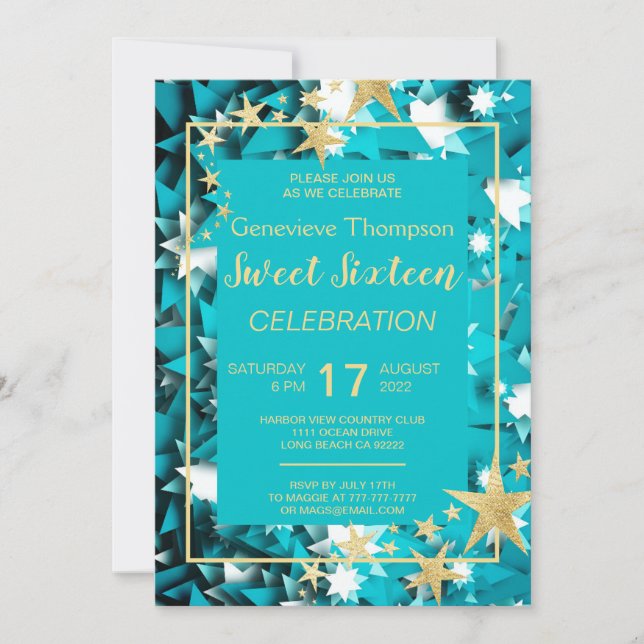 Chic Stars Sweet Sixteen Party Invitation (Front)