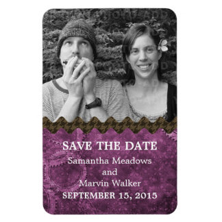 Chic Steampunk Photo Save the Date Magnet, Purple Magnet