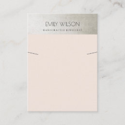CHIC STEEL GREY SILVER BLUSH PINK NECKLACE DISPLAY BUSINESS CARD