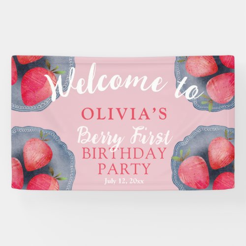 Chic Strawberry Red & Pink 1st Birthday 