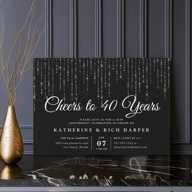 Chic String Lights Any Year Anniversary Party Invitation (Creator Uploaded)