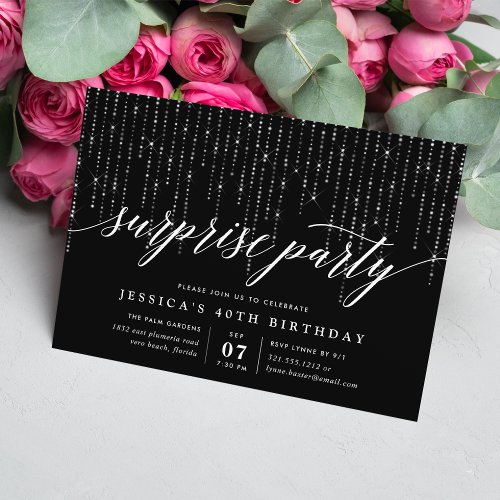 Chic String Lights Surprise Party Invitation