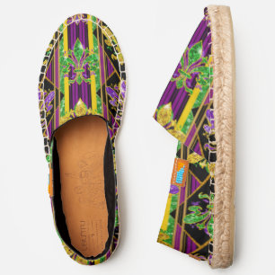 Chic Stripe Fleur de Lis Mardi Gras Espadrilles