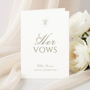 Chic Stripe Minimalist His & Her Wedding Vows Card