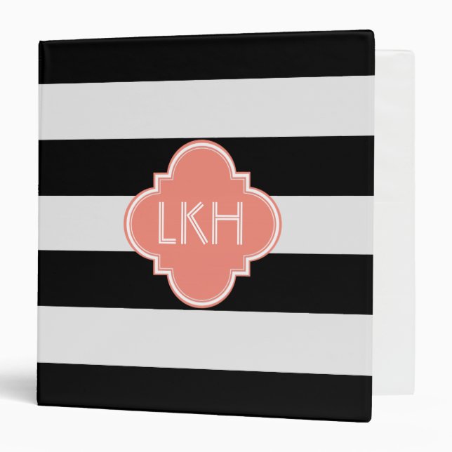 Chic Stripe & Three Monogram Binder (Front/Inside)