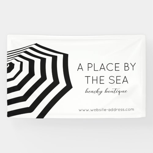 Chic Striped Beach Umbrella Boutique Banner