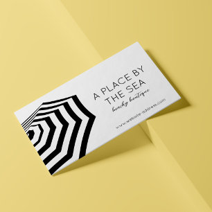 Chic Striped Beach Umbrella Boutique Business Card