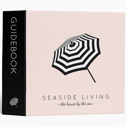 Chic Striped Beach Umbrella Logo Pink 3 Ring Binder