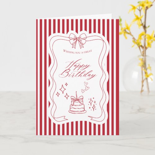 Chic Striped Happy Birthday Card