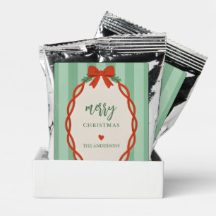 Chic Striped Red & Green Retro Merry Christmas Coffee Drink Mix