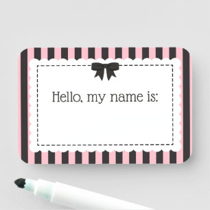 Chic Striped Scalloped Edges Hello My Name Is Tag