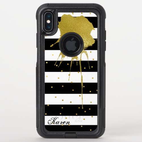 Chic Stripes and Dots Otterbox  OtterBox Commuter iPhone XS Max Case