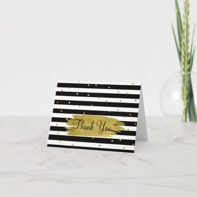 Chic Stripes and Dots Thank You Note Card (Front)