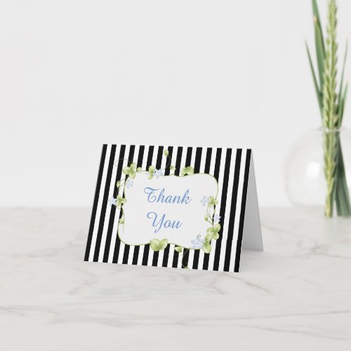 Chic Stripes and Floral Vines Thank You Card