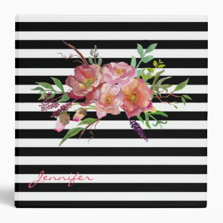 Chic Stripes and Flowers Custom Binder