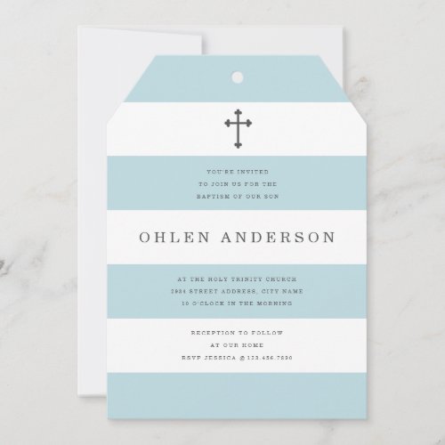 Chic Stripes Baptism Invitation