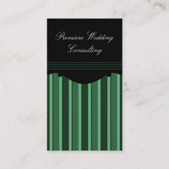 Chic Stripes Business Card, Forest Green Card (Front)