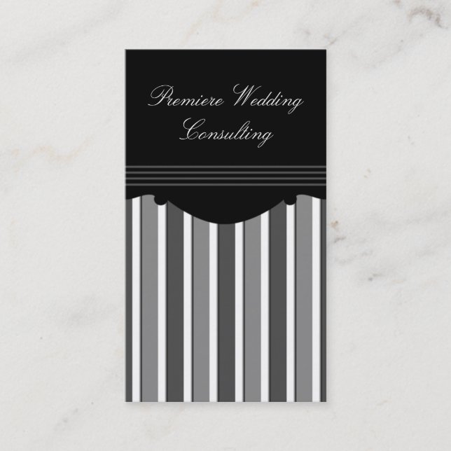 Chic Stripes Business Card, Gray Card (Front)