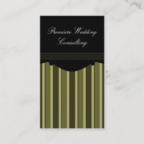 Chic Stripes Business Card, Olive Green