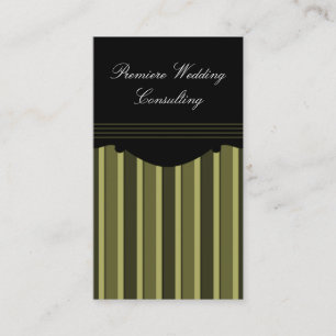 Chic Stripes Business Card, Olive Green Card