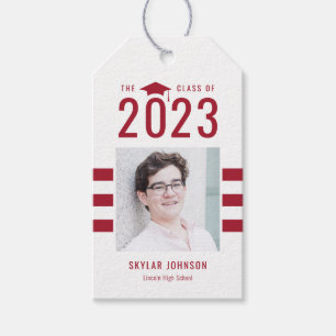 Chic Stripes EDITABLE COLOR Graduation Favor Tag