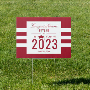 Chic Stripes EDITABLE COLOR Graduation Yard Sign