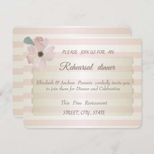 Chic  Stripes FlowerWedding Rehearsal Dinner Invitation