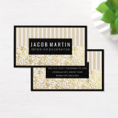 Chic Stripes Gold Dotted Pattern Black Border (Desk)