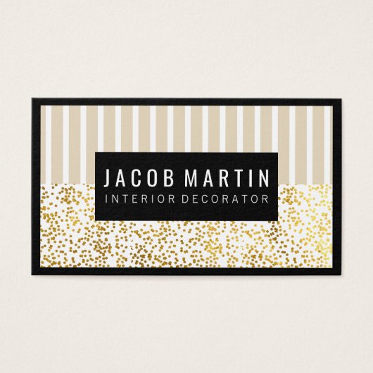 Chic Stripes Gold Dotted Pattern Black Border (Front)