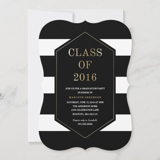 Chic Stripes Graduation Invitation (Front)