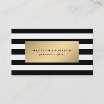 Chic Stripes In Gold | Business Cards by FINEandDANDY at Zazzle