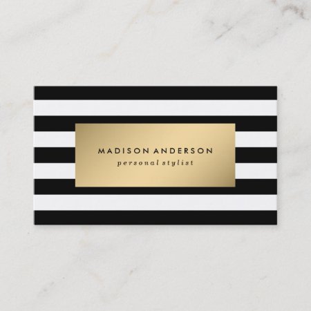 Chic Stripes In Gold | Business Cards